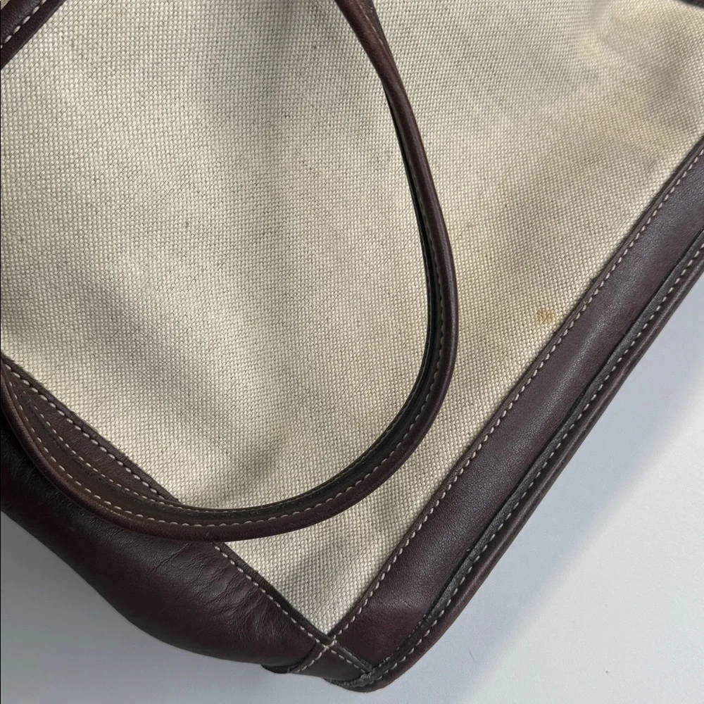 Coach 6122 vintage Bleecker Satchel linen canvas and brown leather tote bag - Picture 9 of 12